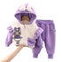 Autumn and winter girls plus velvet hooded suit two-piece set
