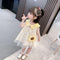 Summer New Girl Doll Collar Gauze Dress Sunflower Bag Vest Dress Set
