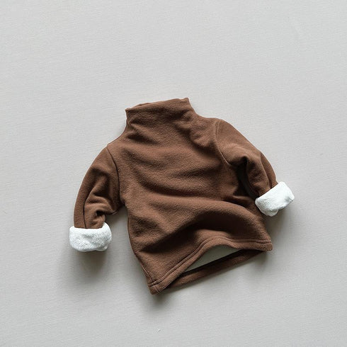 Children's Velvet Backing Shirt Half High Neck Thickened Warm Joker Top