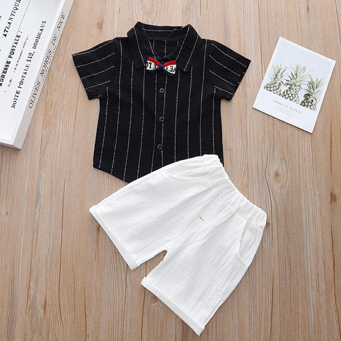 Boys summer suit short sleeve shirt two-piece set