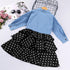 Girls Spring and Autumn Long Sleeve Denim Jacket Sling Skirt Two-Piece Set