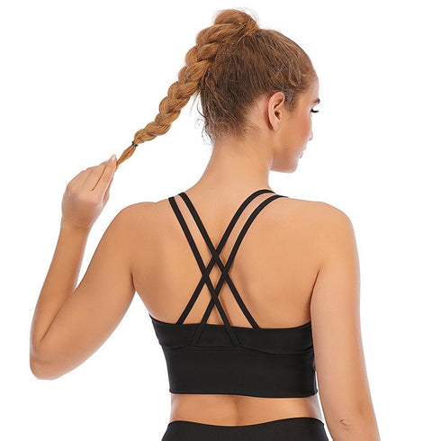 Young Women's New Sports Underwear Women's Multi-strap Cross Back Shock Absorption Sports Yoga Bra