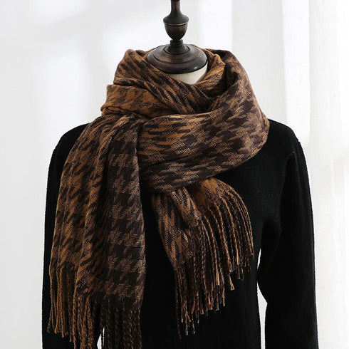 Fashion Plaid Scarf Sweet Cashmere Scarf Thickened Warm Shawl
