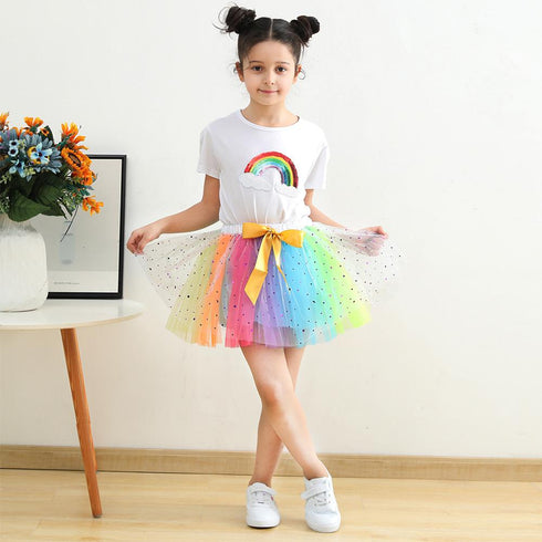 European And American New Style Girls' Skirt With Inner Lining, Bowknot, Hairpin, Mesh And Fluffy Skirt