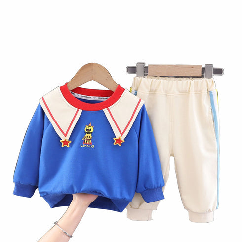 Boys spring and autumn long sleeve suit two-piece set