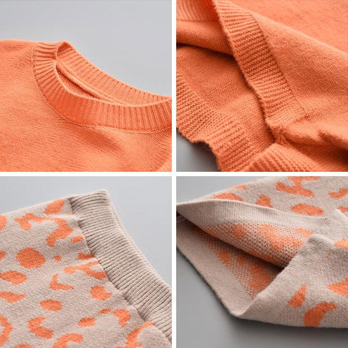 Girl's Spring and Autumn Knit Sweater Two-Piece Set