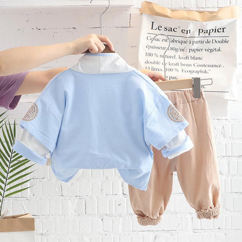 Handsome Tang Style Long Sleeved Three Piece Casual Pants Set