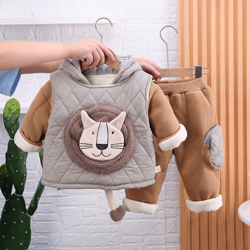 Children's cartoon warm home clothing two-piece set