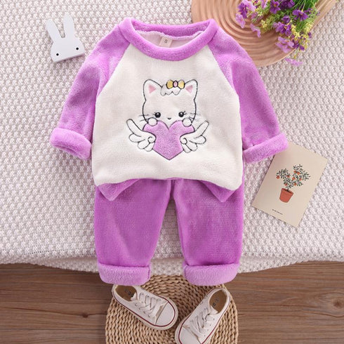 Autumn and winter home clothing girls padded warm pajamas