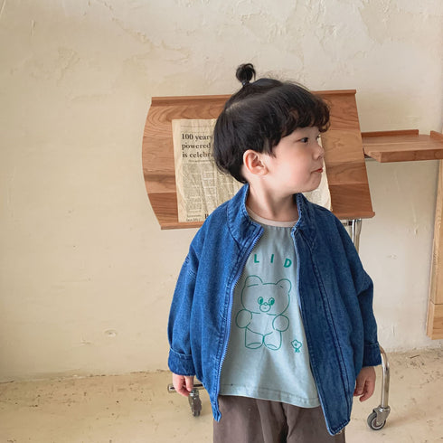 Simple children's denim jacket spring and autumn baby jacket