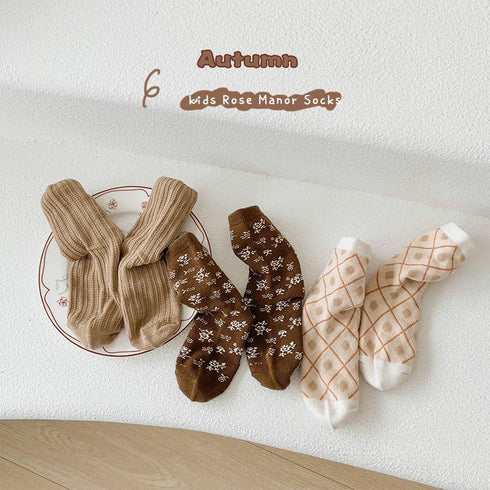 Geometric diamond baby socks flower color matching socks