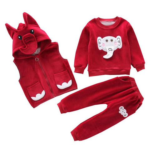 Winter children's velvet suit set of three