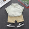 Summer boys solid color striped lapel two-piece set