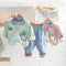 Astronaut Lapel Striped Long Sleeve Suit Boy's Baby Casual Pants Two-piece Set