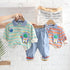 Astronaut Lapel Striped Long Sleeve Suit Boy's Baby Casual Pants Two-piece Set