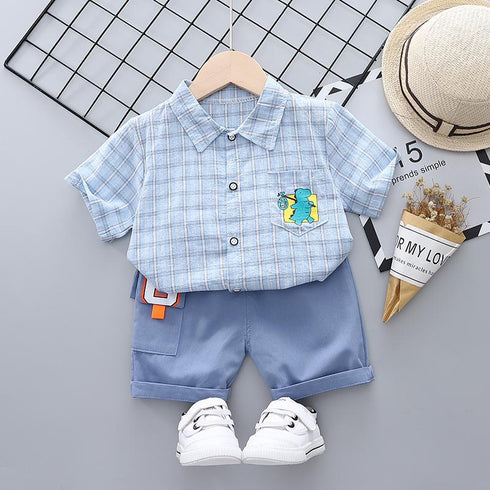 Lapel Little Dinosaur Shirt Short Sleeve Suit