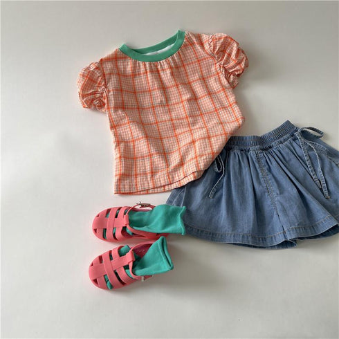 Summer Color Block Check T-shirt