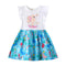 Girl's Flying Sleeve Dress Cartoon Print Princess Dress