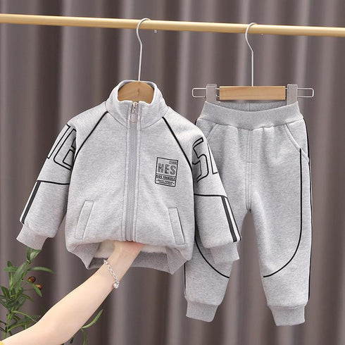 Boys Thickened Warm Set Fall/Winter Two-Piece Set