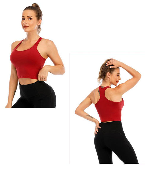 Sports Vest Women's Running Yoga Fitness Sports Bra Simple Shoulder Strap Sports Vest