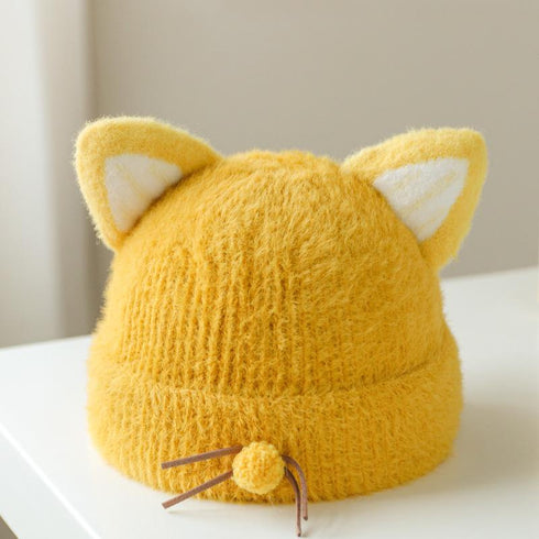 Winter cute ear protection knitted hat super cute warm hat 17.7-20.4 inches