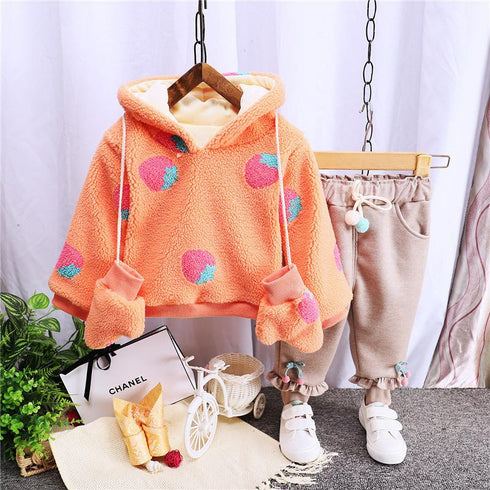 Girls fall/winter plus velvet two-piece set