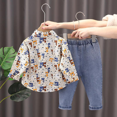 Boys spring and autumn suit two-piece set