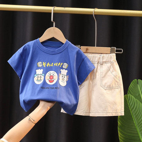 Boys summer short sleeve t-shirt casual pants two-piece set