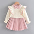 Girls Spring And Autumn Cute Knit Princess Dress Set