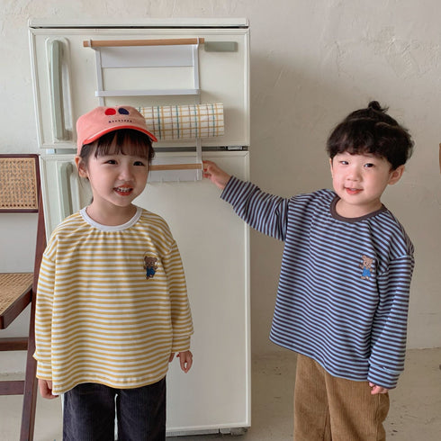 Children's striped sweater loose baby long sleeve T-shirt