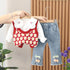 Casual Sweater Vest Three Piece Set Baby Girl Lapel Shirt Long Sleeve Set