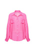 Beach blouse solid color single-breasted bat long sleeve shirt