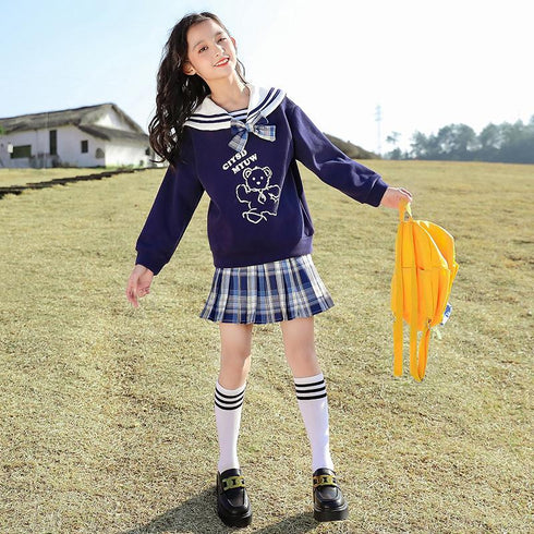 Children's Cartoon Sweater Skirt Two Piece Set