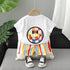 Summer Boys Rainbow Smiley Printed T-Shirt Casual Pants Two-Piece Set