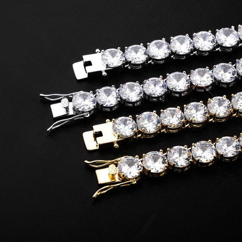 10mm large zircon necklace neck chain hip hop jewelry single-row chain necklace for men and women