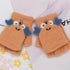 Little Crab Children's Half Finger Flip Writing Plush Knitted Gloves