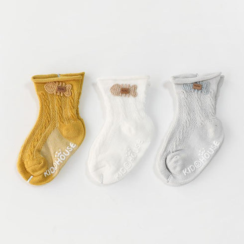 Children's Breathable Mesh Non Slip Socks (three Pairs)