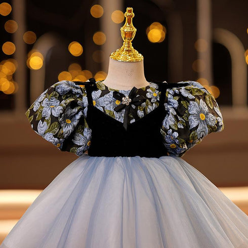 Girl's Fluffy Dress Princess Dress Baby's One-year-old Dress Girl's Fluffy Dress Party Performance Dress