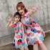 Mommy And Me Print Sleeveless Bow Belt Parent-child Dress