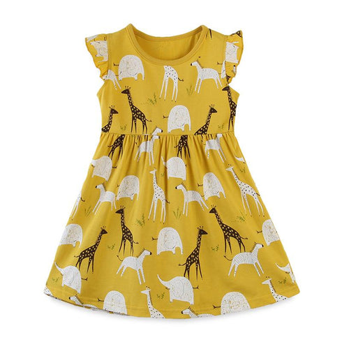 Summer girls cartoon giraffe dress