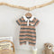 Vintage striped one-piece dress lapel Polo shirt baby handsome creeping suit