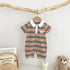Vintage striped one-piece dress lapel Polo shirt baby handsome creeping suit