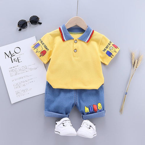 Boys summer short sleeve suit two-piece set