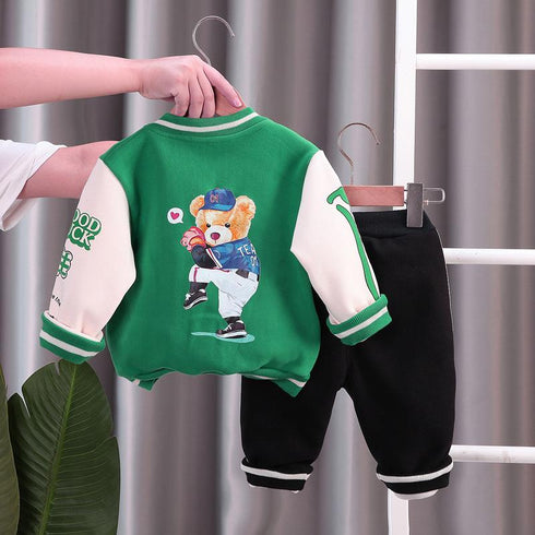 Winter boy plus velvet sweater suit