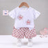 Round Neck Short Sleeve Suit Baby Casual Plaid Shorts Two-piece Set