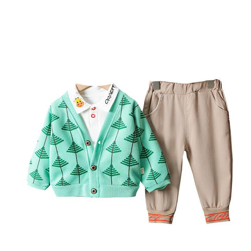 Boys spring and autumn shirt sweater set of three