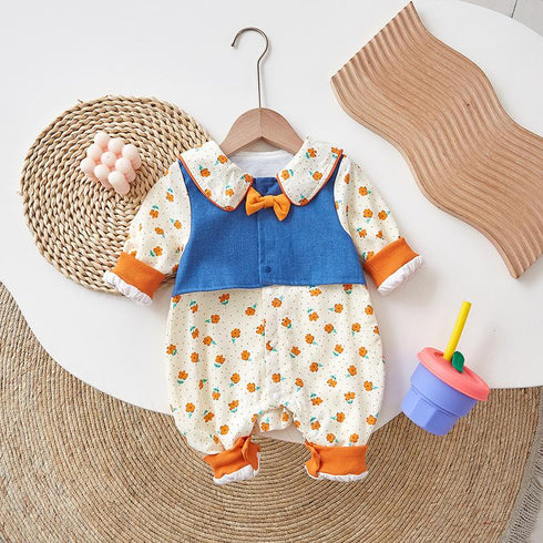 Autumn Baby Girl Flower Ha Clothes Outside Suit Jumpsuit