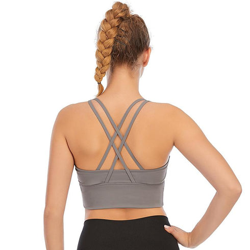 Young Women's New Sports Underwear Women's Multi-strap Cross Back Shock Absorption Sports Yoga Bra