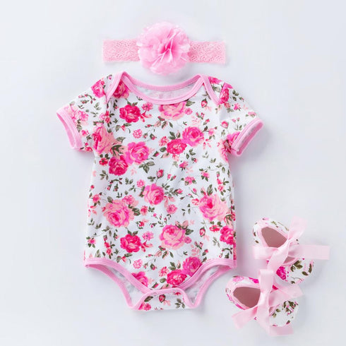 Summer New Baby Girl Jumpsuit Hair Belt Short Sleeve Ha Shoes Suit Girl Climbing Suit