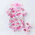 Summer New Baby Girl Jumpsuit Hair Belt Short Sleeve Ha Shoes Suit Girl Climbing Suit
